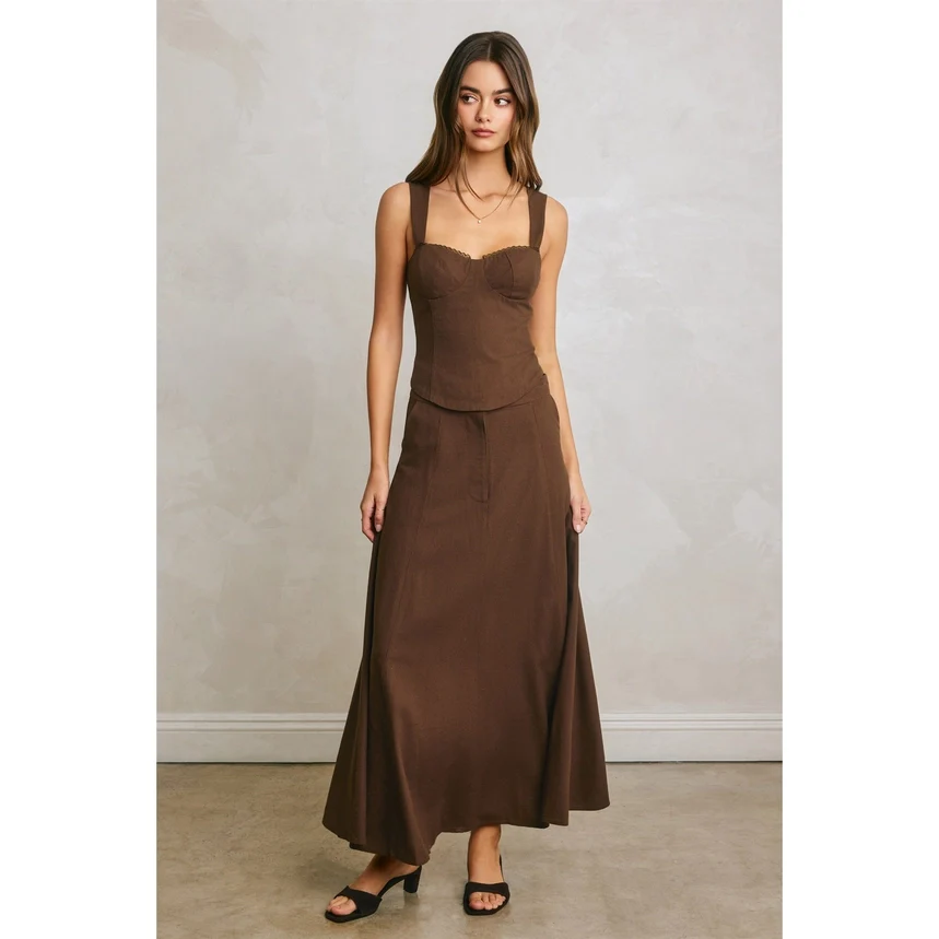 Linen Flared Maxi Skirt - Image 3