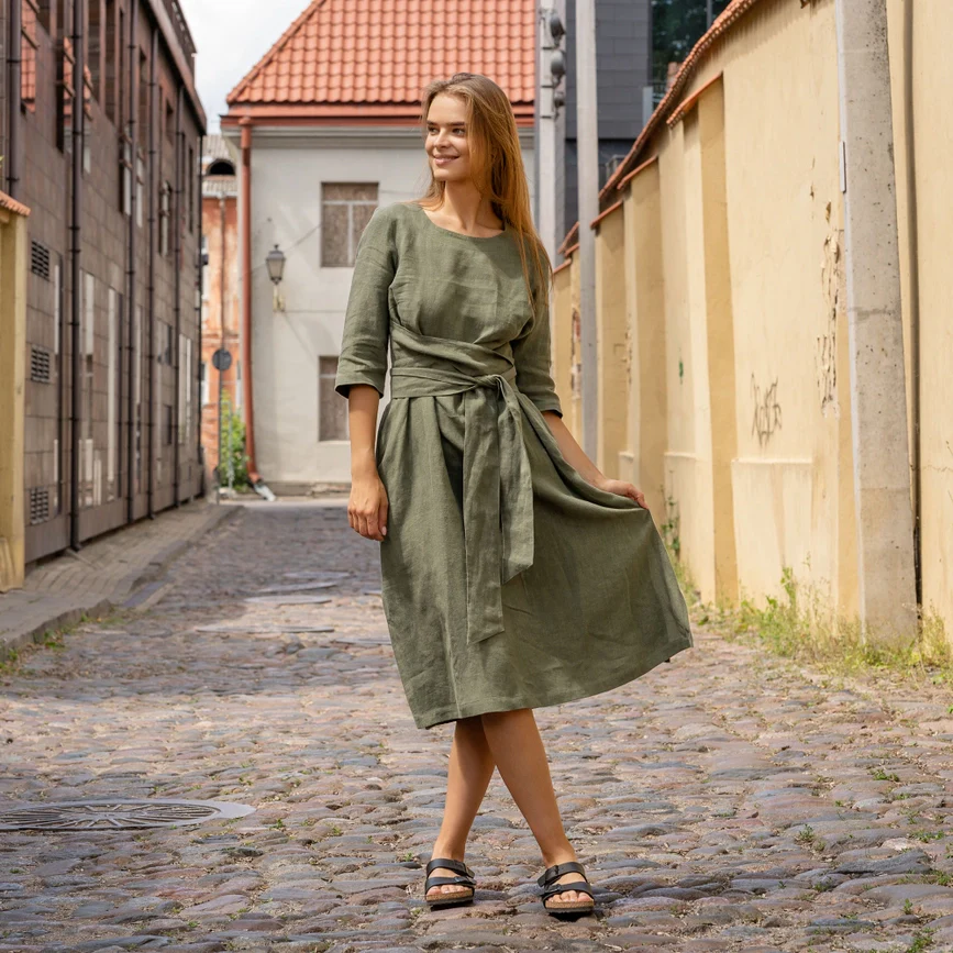 Dahlia Linen Wrap Dress - Image 8