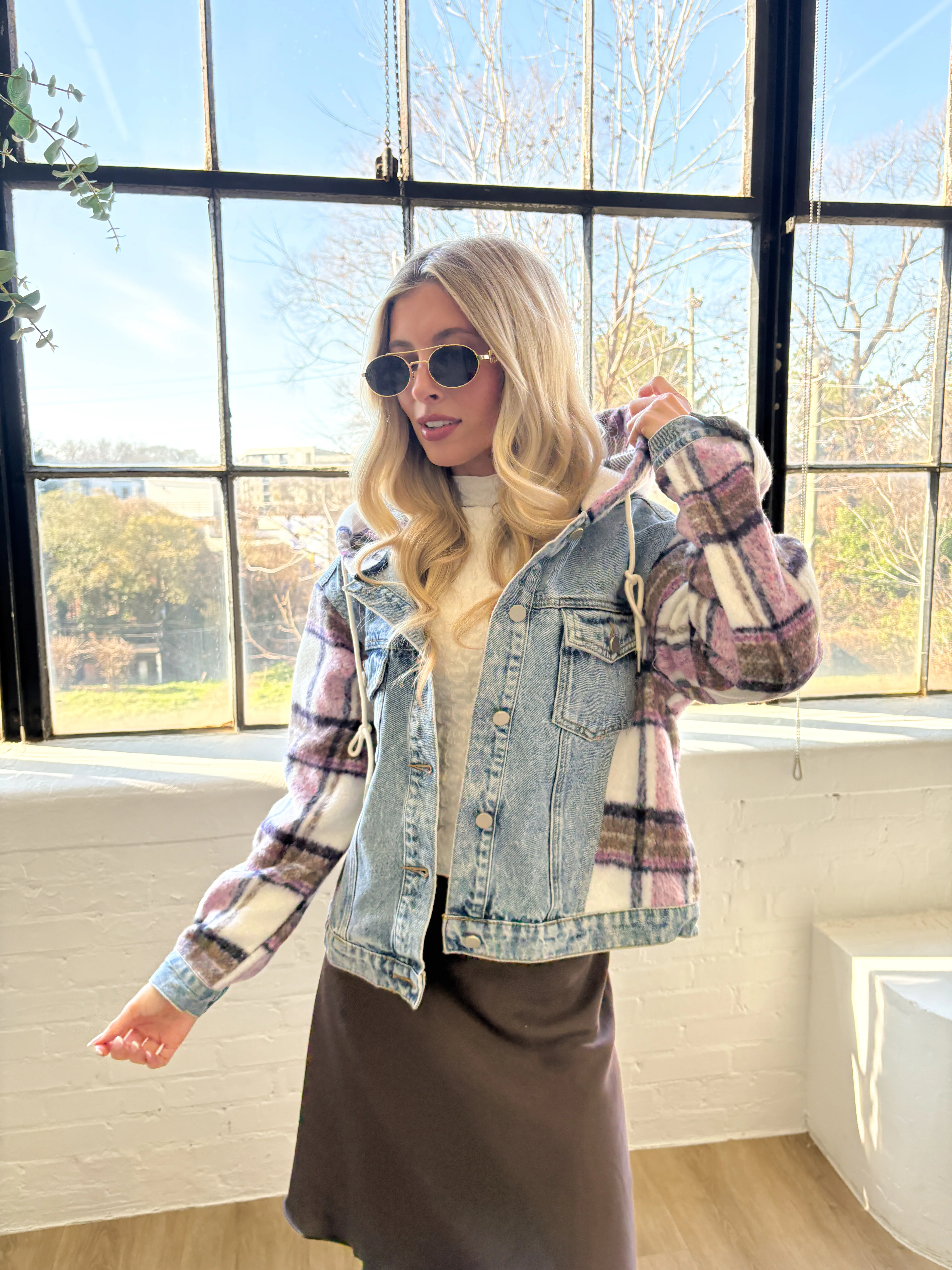 Playa Plaid Denim Jacket - Image 10